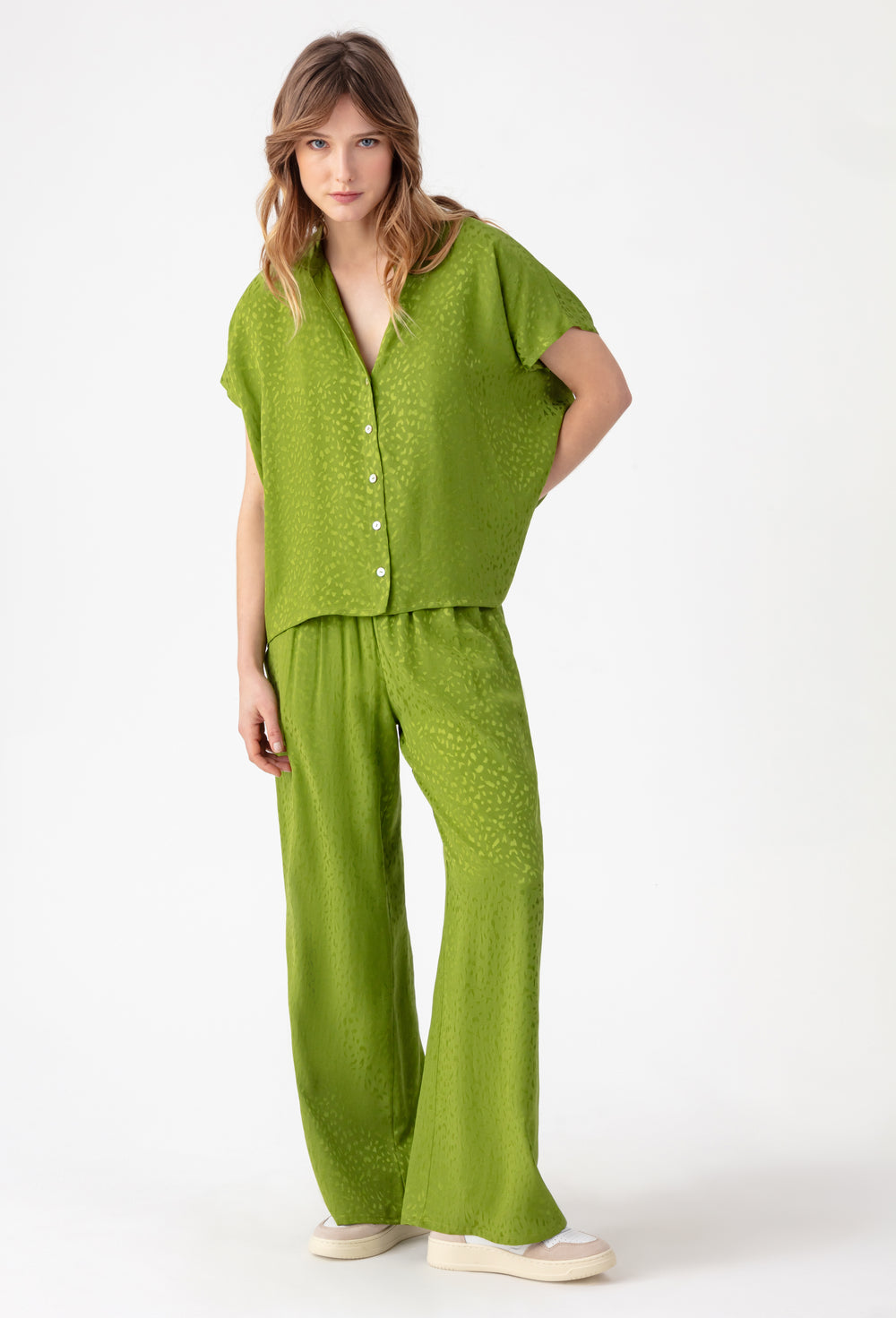 Pantalon large vert Aimi 1