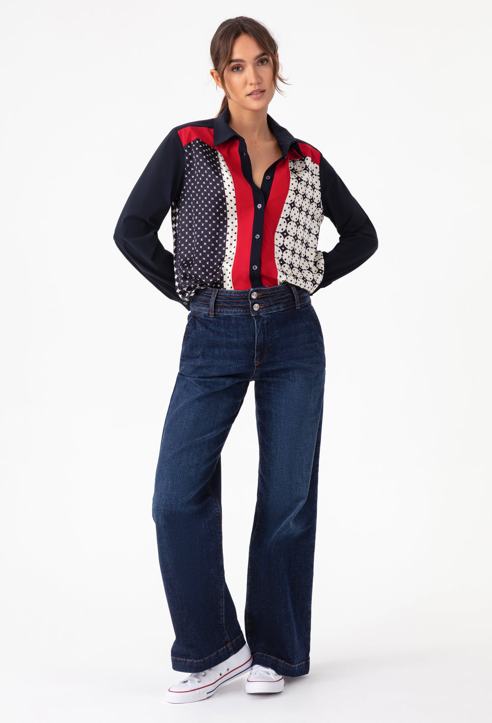 Jean large Monroe bleu en coton 1