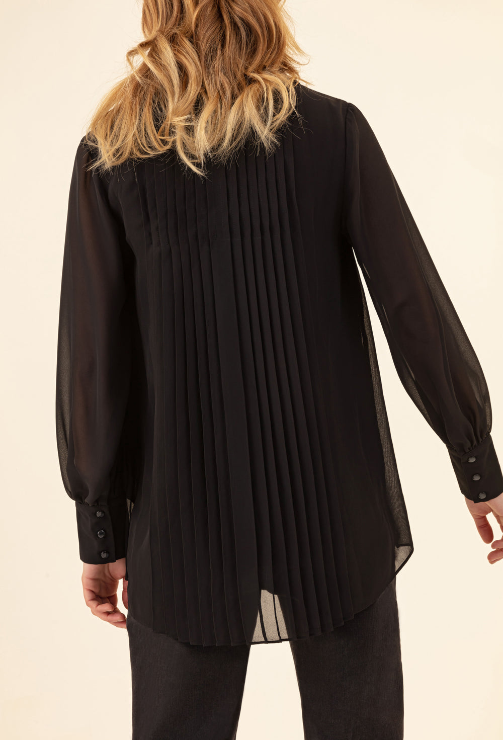Blouse plissée Bobby noire 2