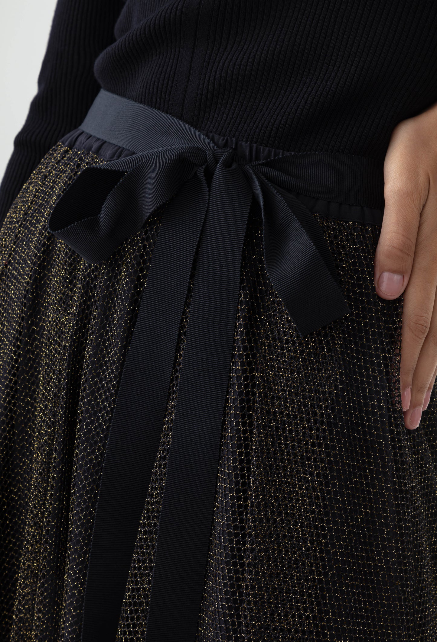 Jupe Empreinte noire et doublée en lurex doré 2