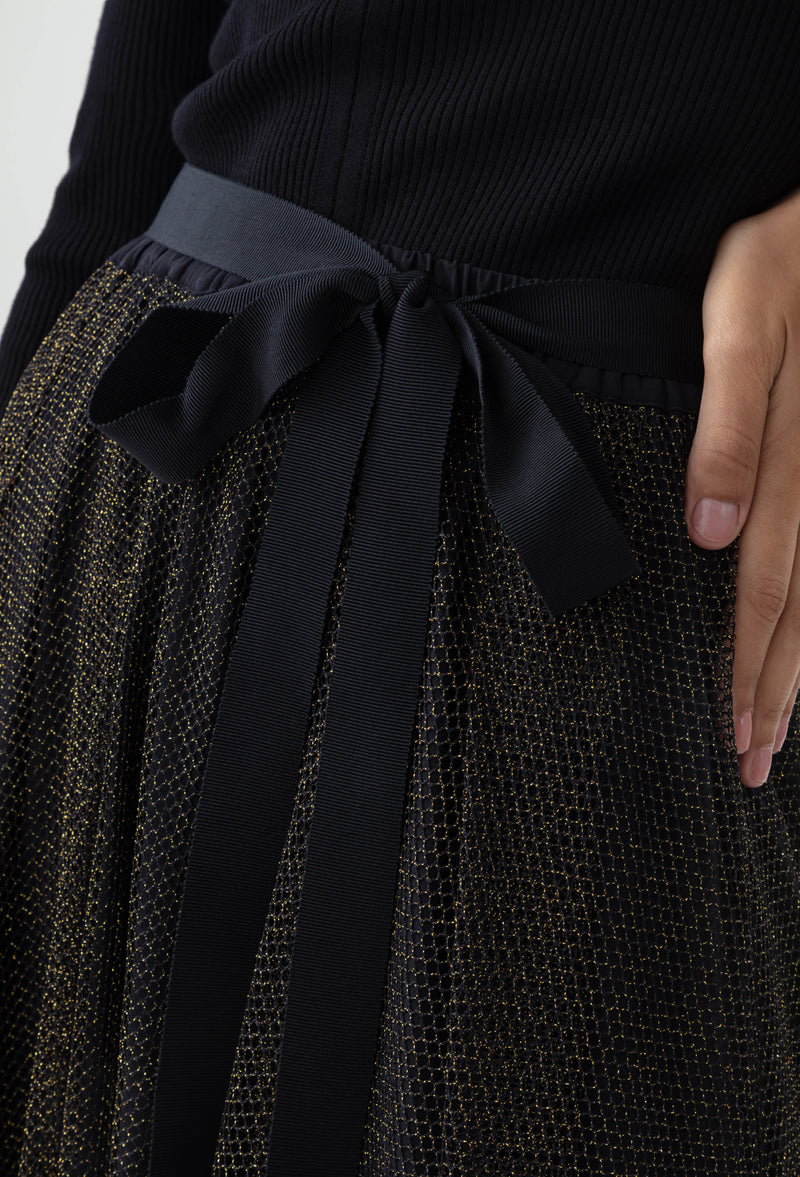 Jupe Empreinte noire et doublée en lurex doré 2