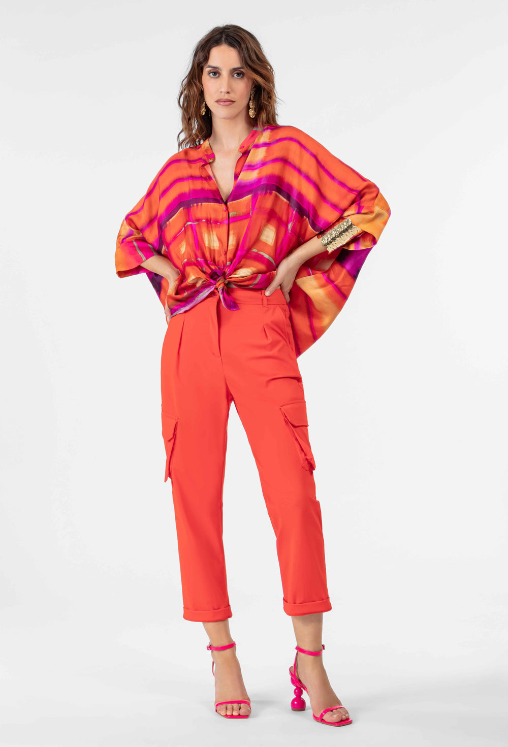 Pantalon cargo Bruce en jersey technique orange 1