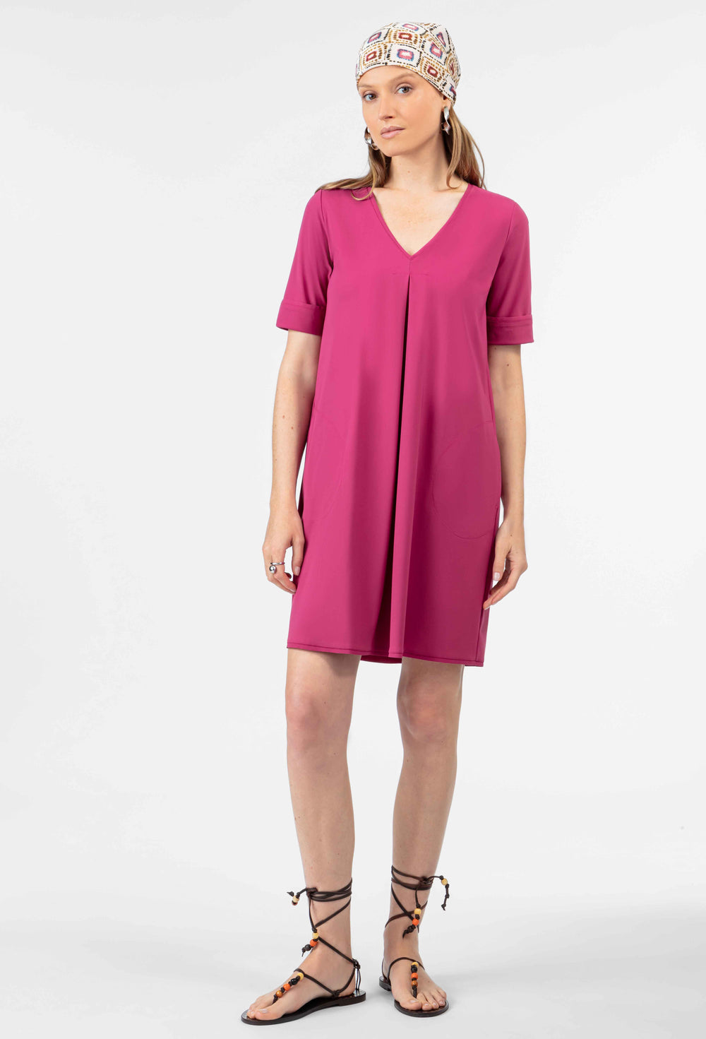 Robe t-shirt Flavia en jersey technique framboise 2