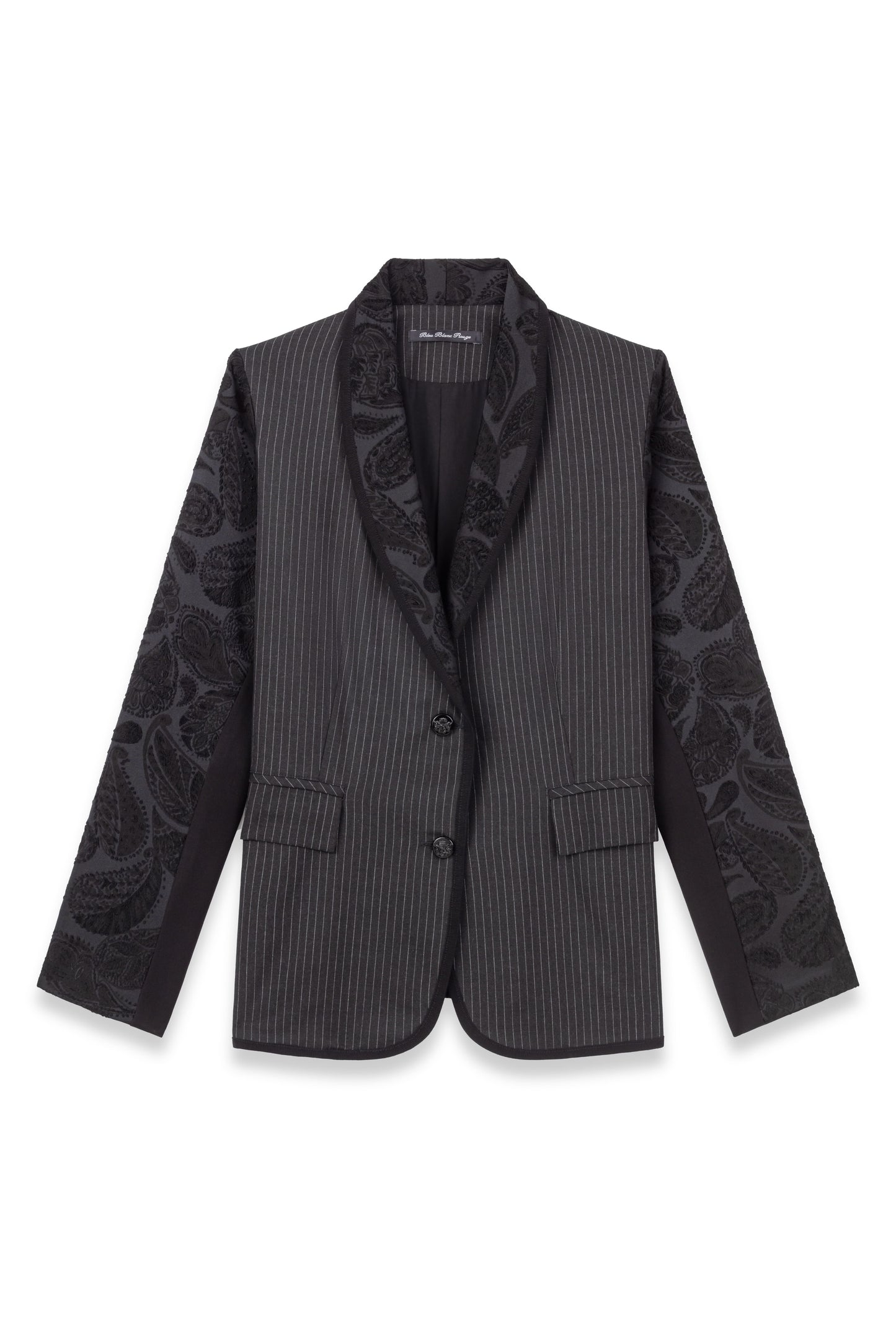 Veste de tailleur Salomé noir bi-matière 5
