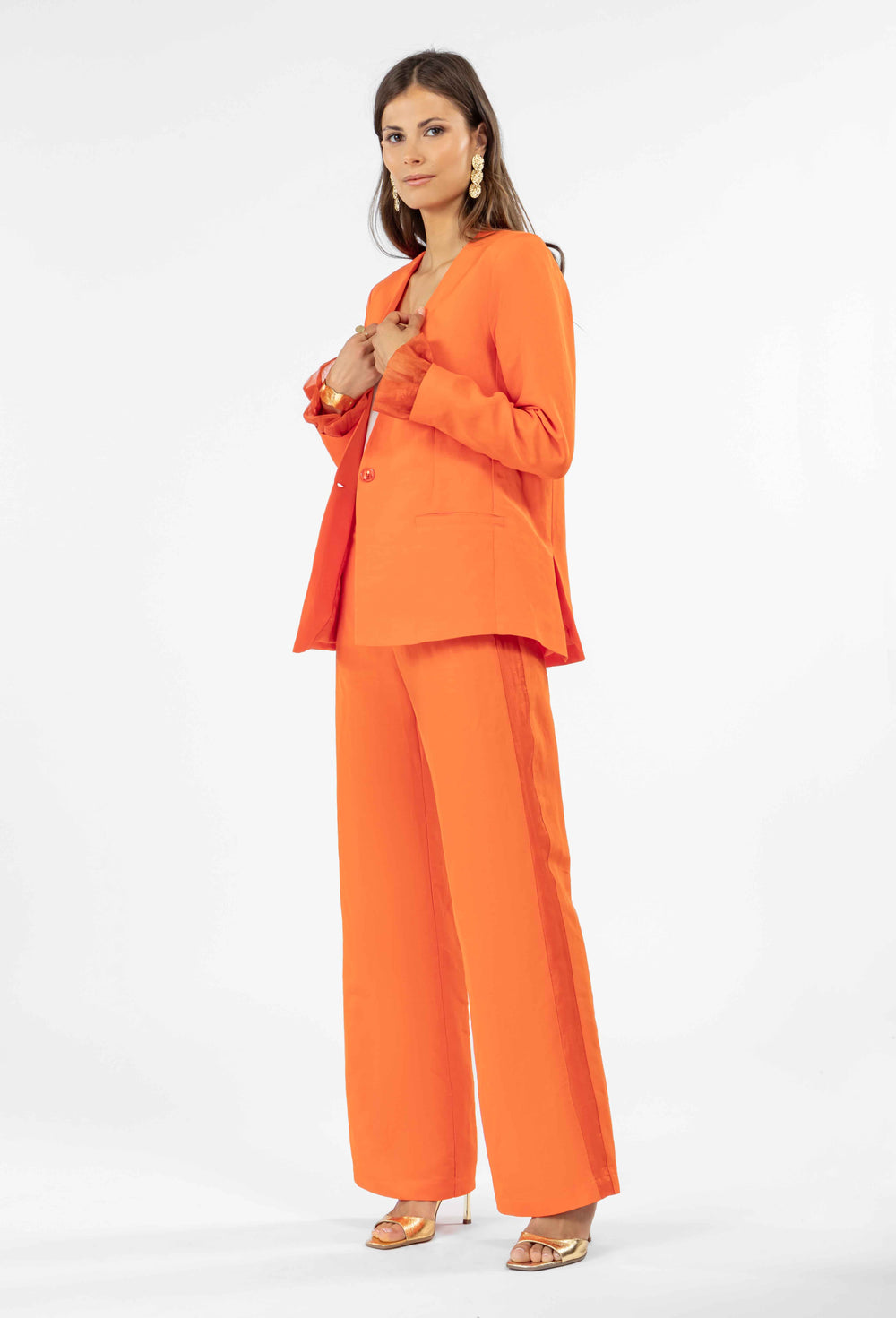 Pantalon droit Bart bi matière orange 5
