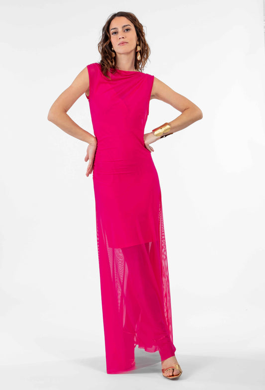 Robe longue Betanie fuchsia 4