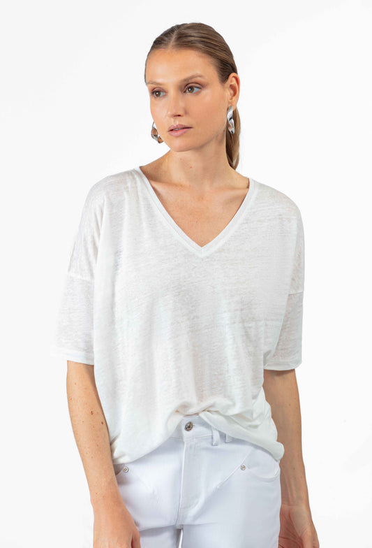 T-shirt Lazare en lin blanc 1