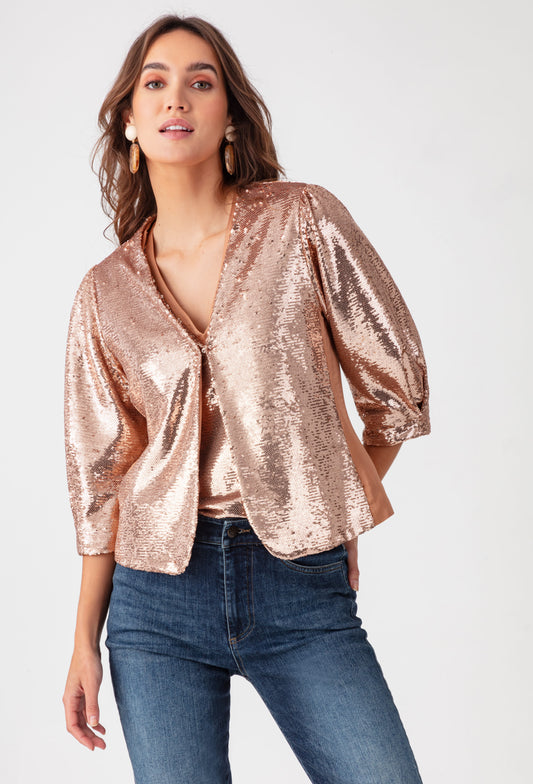Veste en sequin rose gold Elsie 1