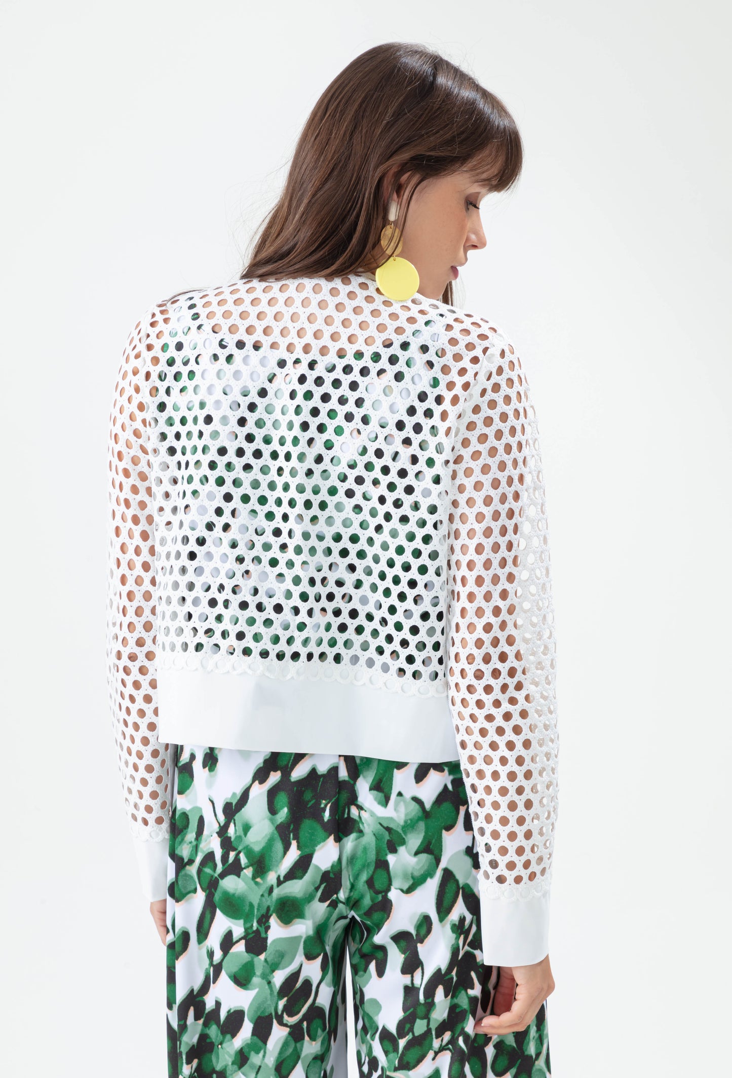 Veste filet Lichen en jersey technique blanc 3