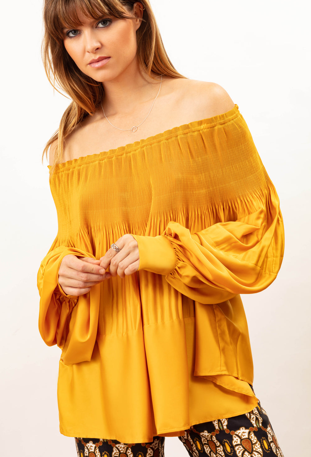 Blouse Wanda plissée ocre 1