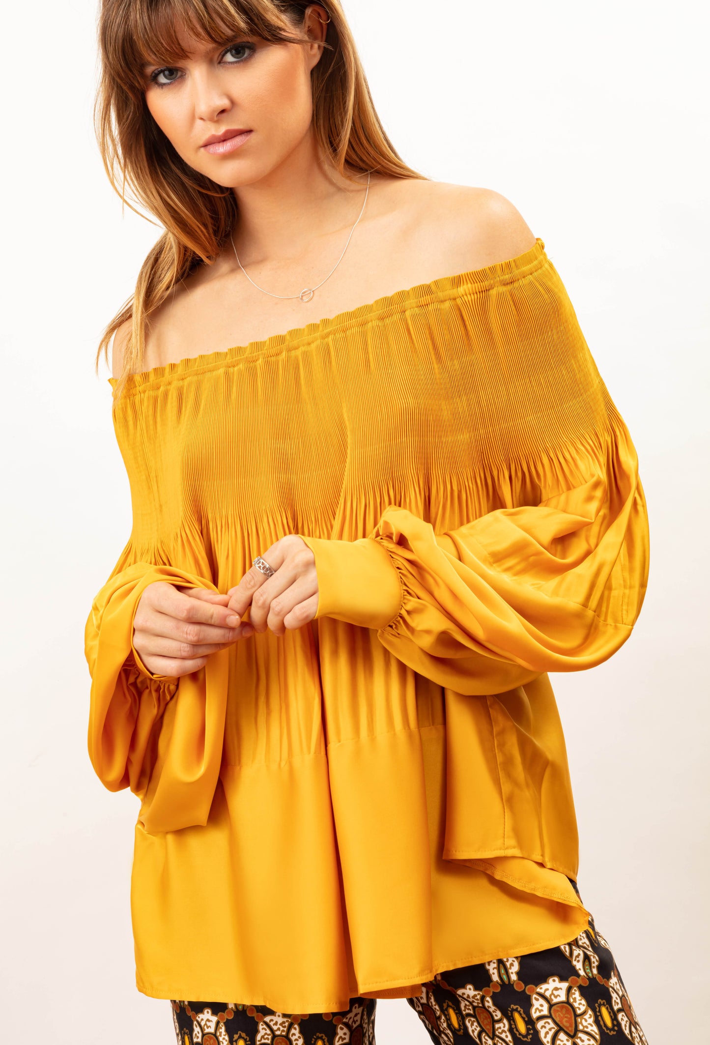 Blouse Wanda plissée ocre 1