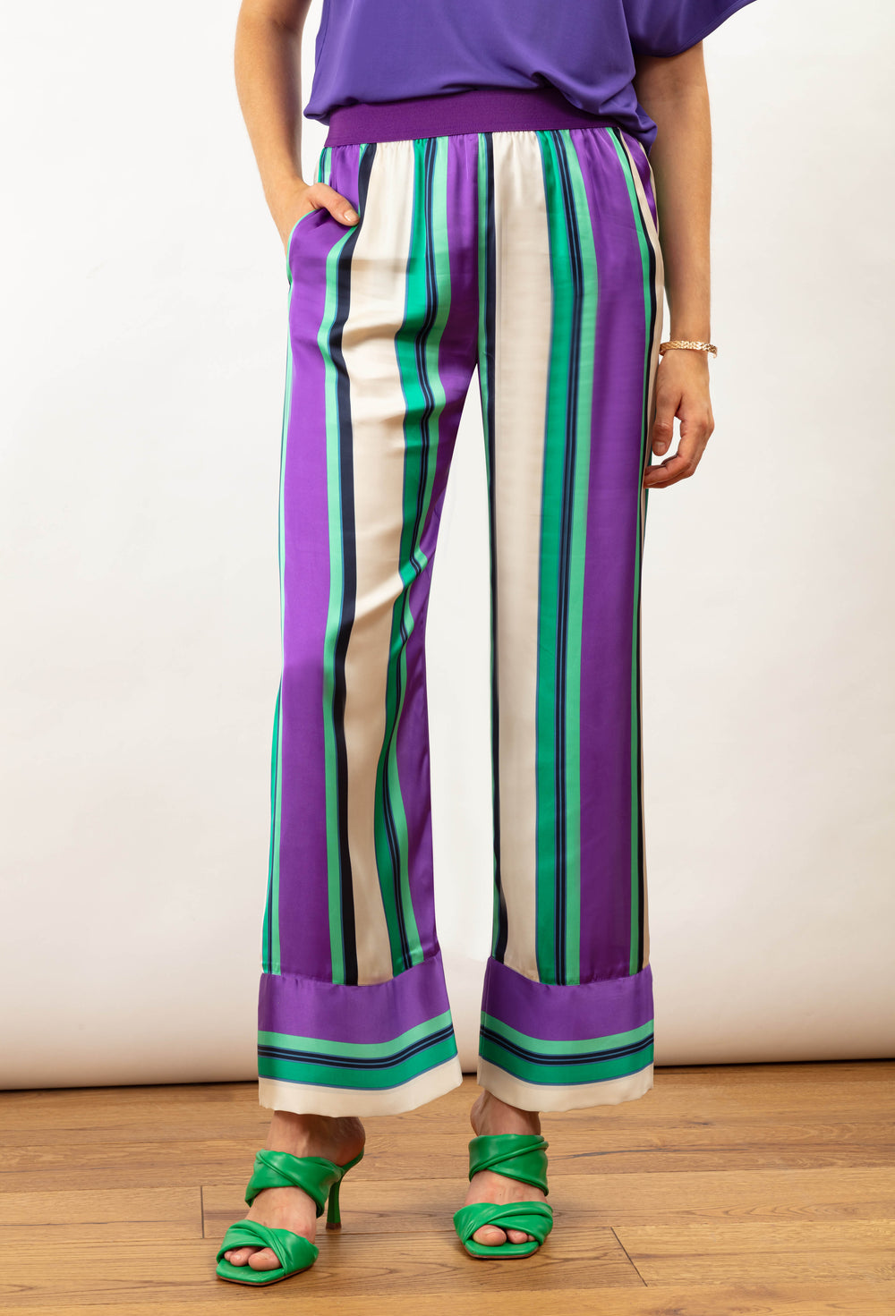 Pantalon Lorenzo imprimé rayé 1