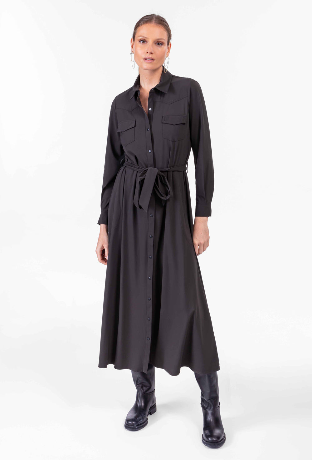 Robe longue Oscar kaki en jersey technique 1