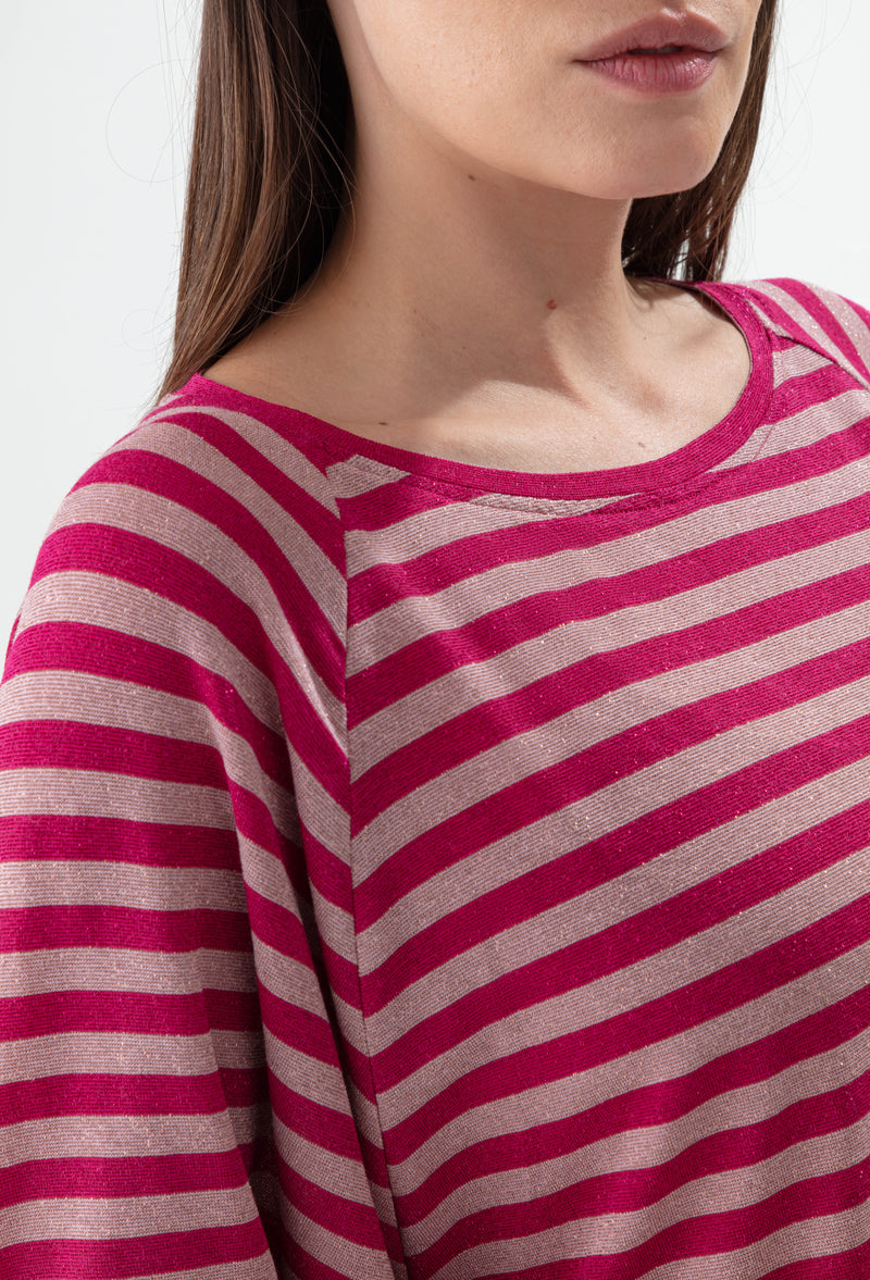 Pull mariniere Colada à rayures rose/lurex 2