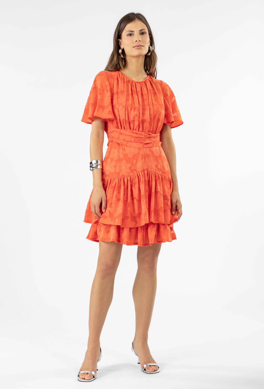 Robe courte Ivy en voile corail 4