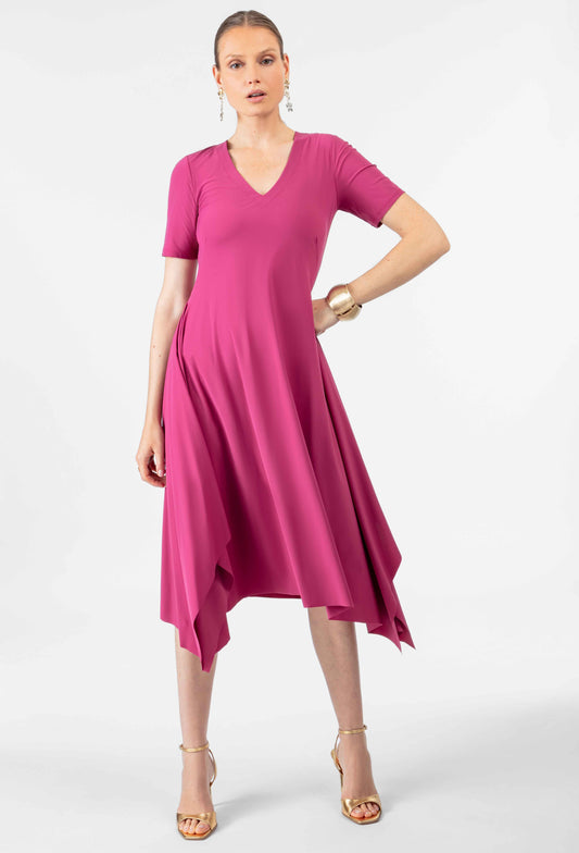 Robe longue Leanne en jersey technique framboise 2