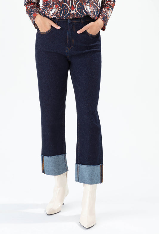 Jean droit taille haute Diana à revers 2