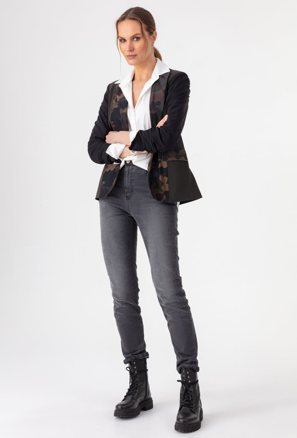 Veste tailleur Riley kaki en jersey technique 4