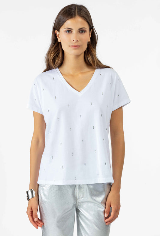 T-shirt Vickie blanc avec strass 1