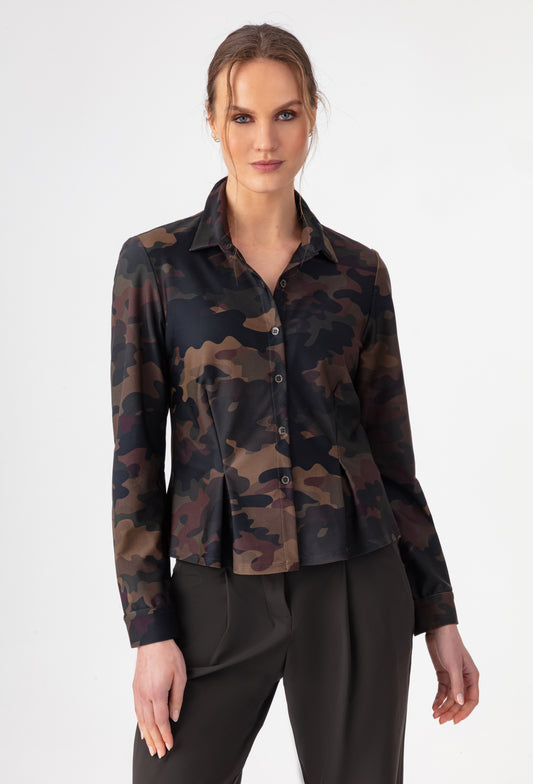 Chemise cintrée Beryl militaire en jersey technique 1