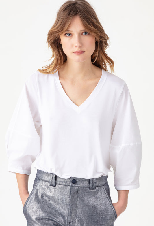 Tee-shirt blanc manches 3/4 Nami 1