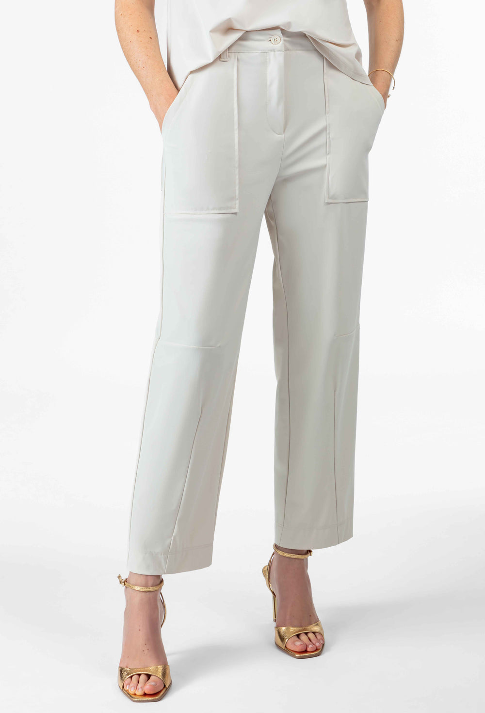 Pantalon carotte Fabian en jersey technique galet 3