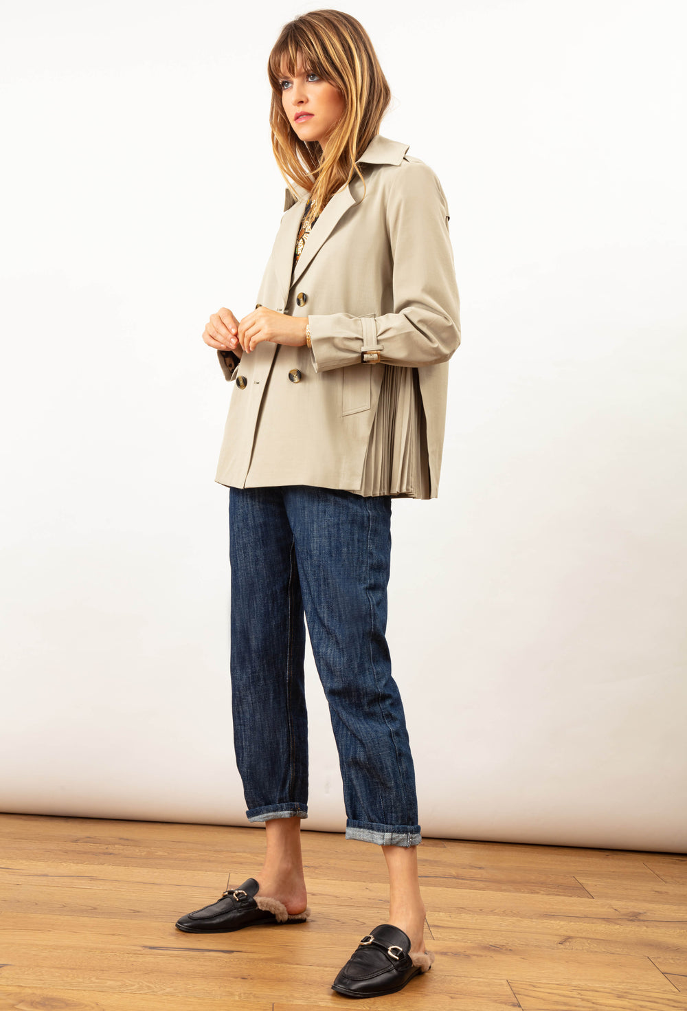 Trench Mirella plissé beige 3