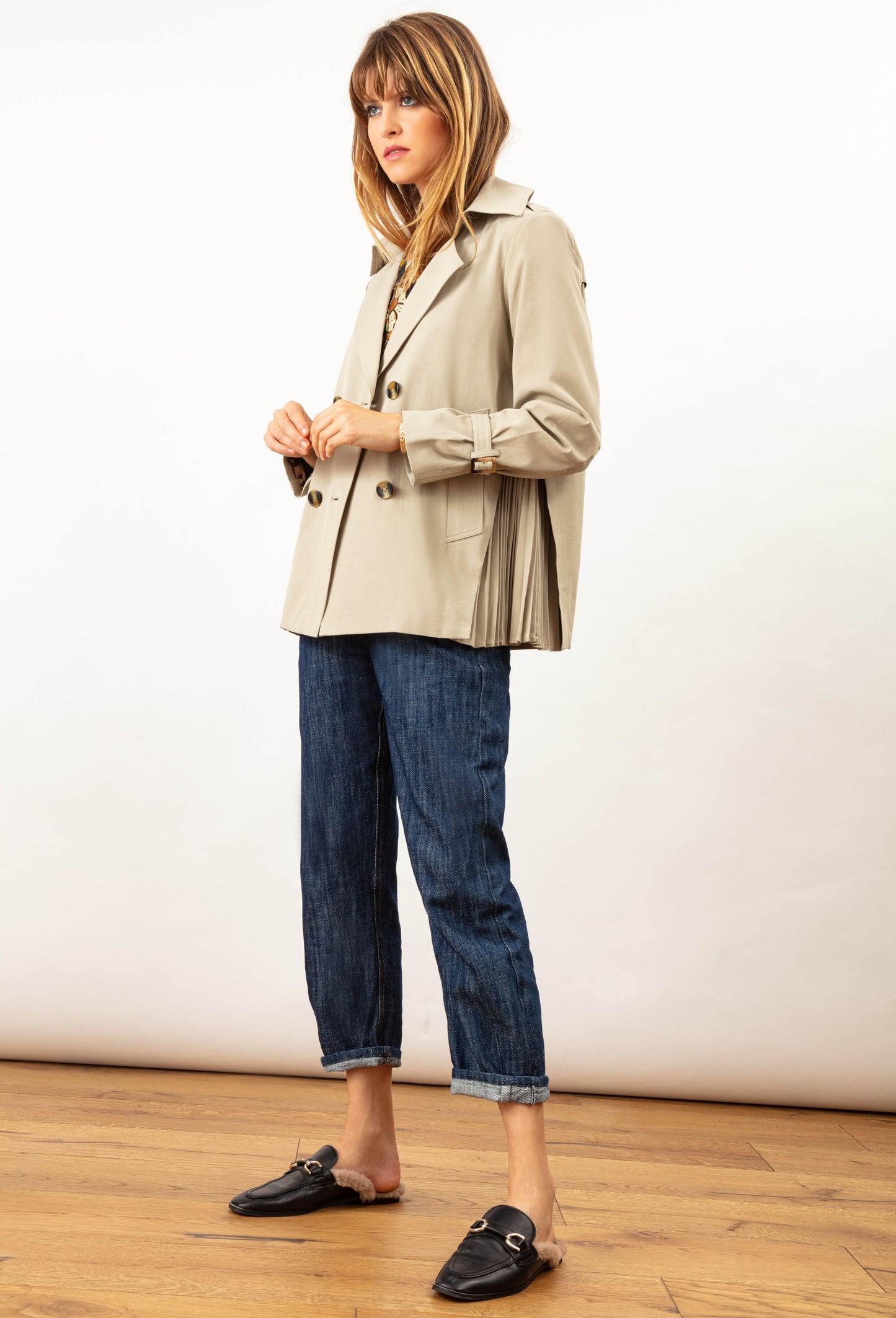 Trench Mirella plissé beige 3