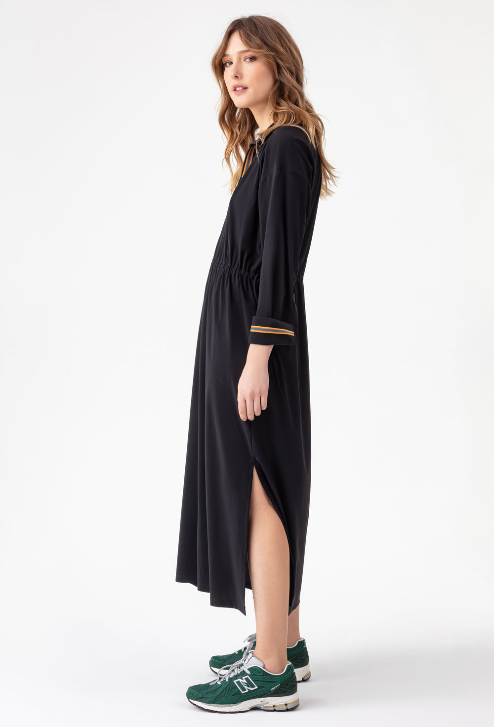 Robe longue Rhea noire en jersey technique 3