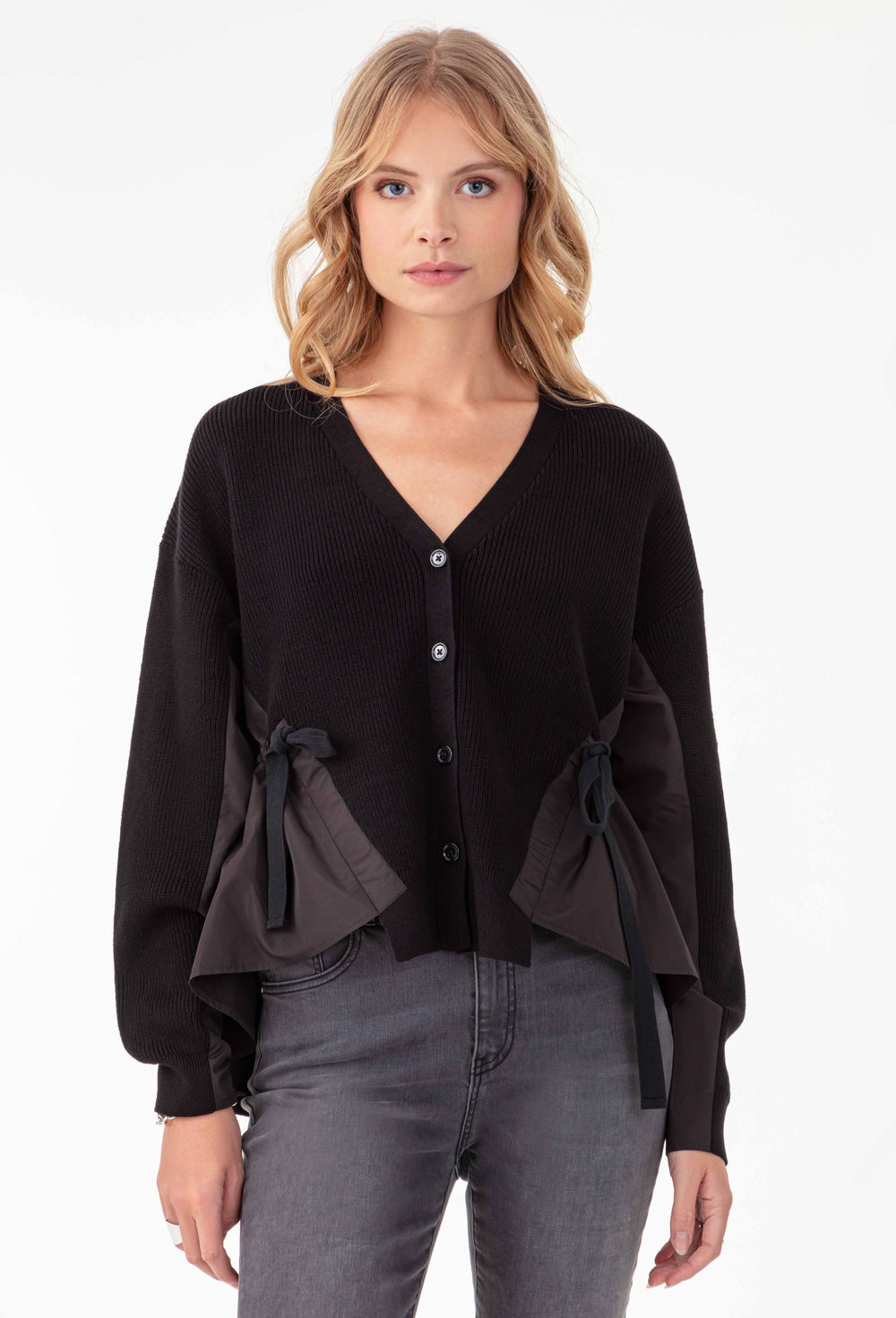 Gilet court Edith noir bi-matière 3