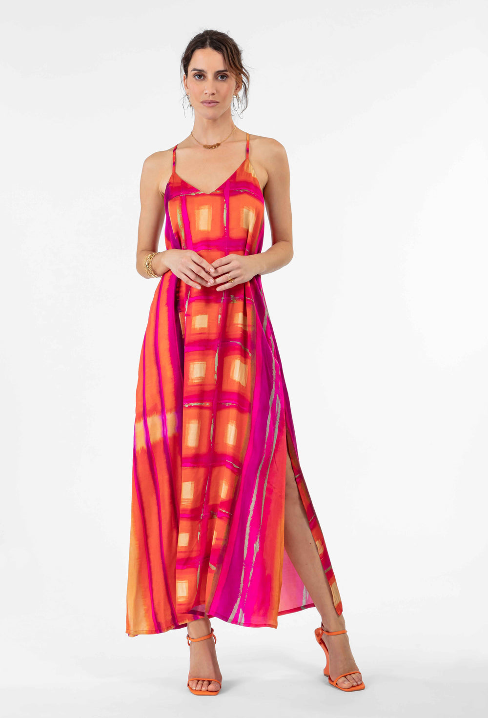 Robe longue Nayla en satin imprimé 3