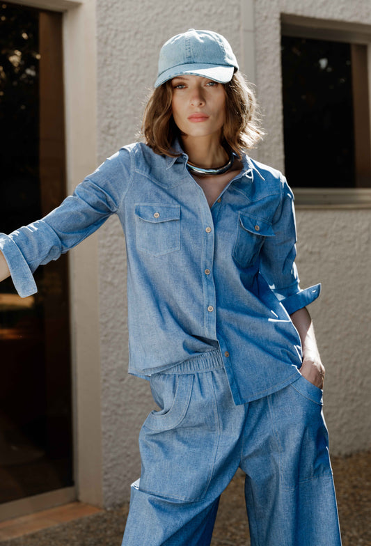 Chemise Lou en jersey technique denim 1