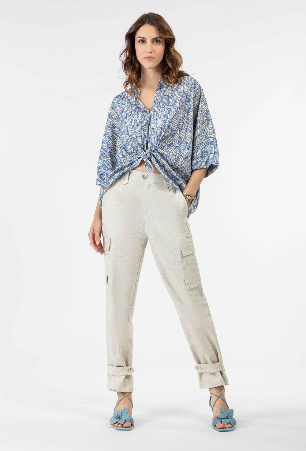 Pantalon cargo Basile lin / coton 2