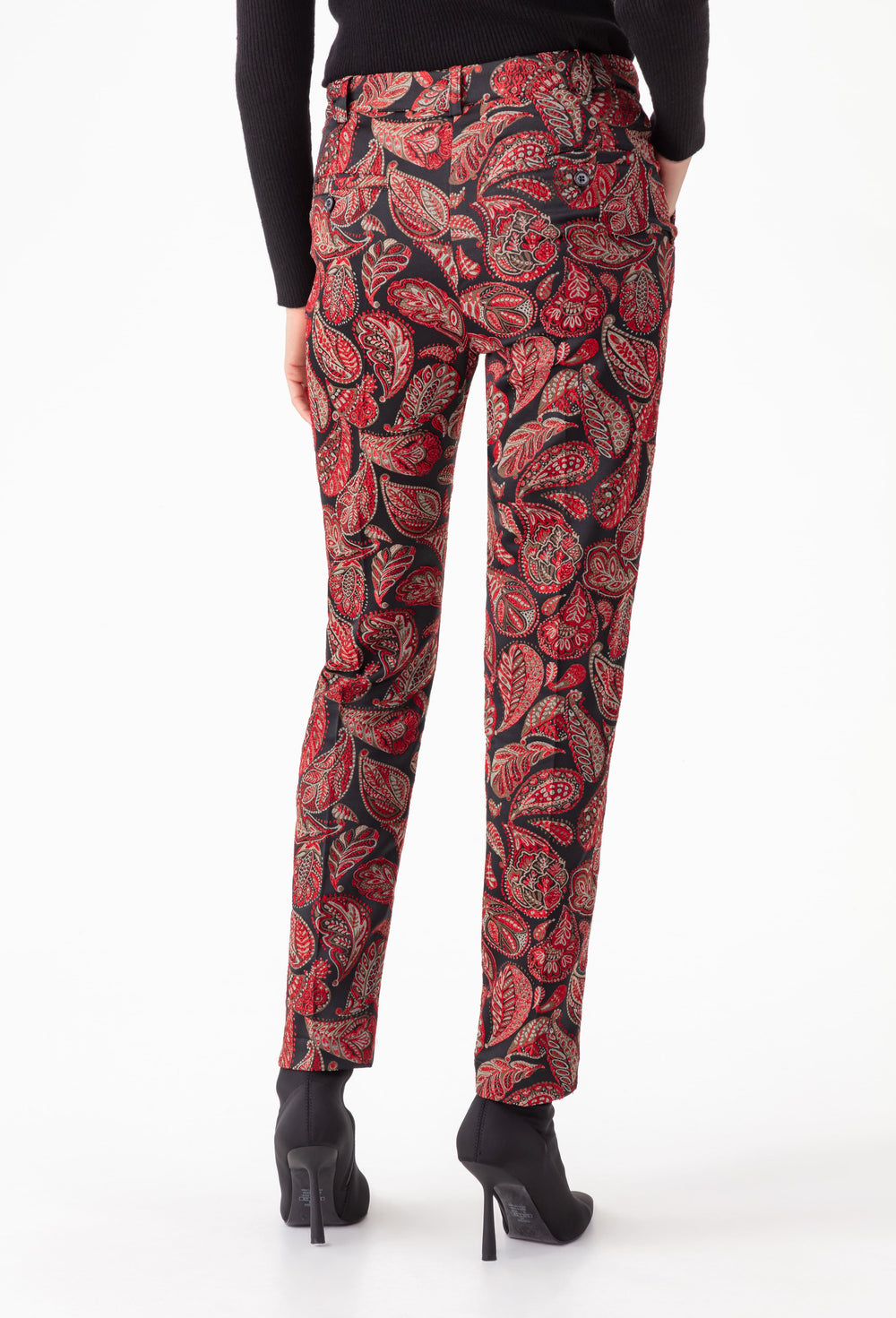 Pantalon cigarette Baker en jacquard rouge 6