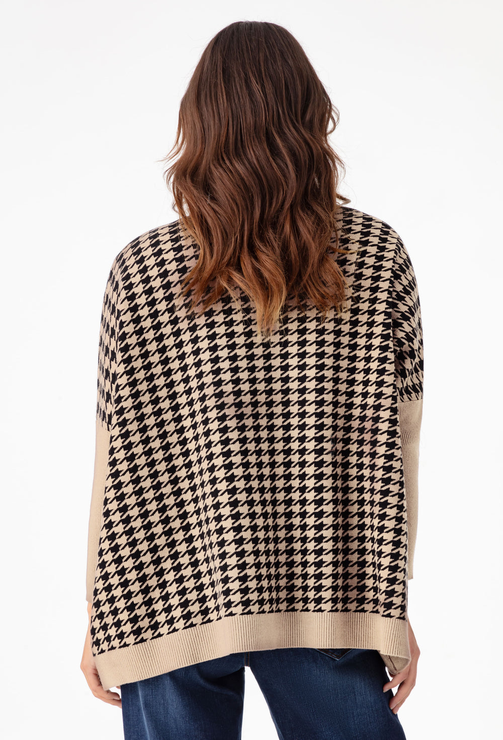 Gilet ample Esteban pied de poule en maille 3