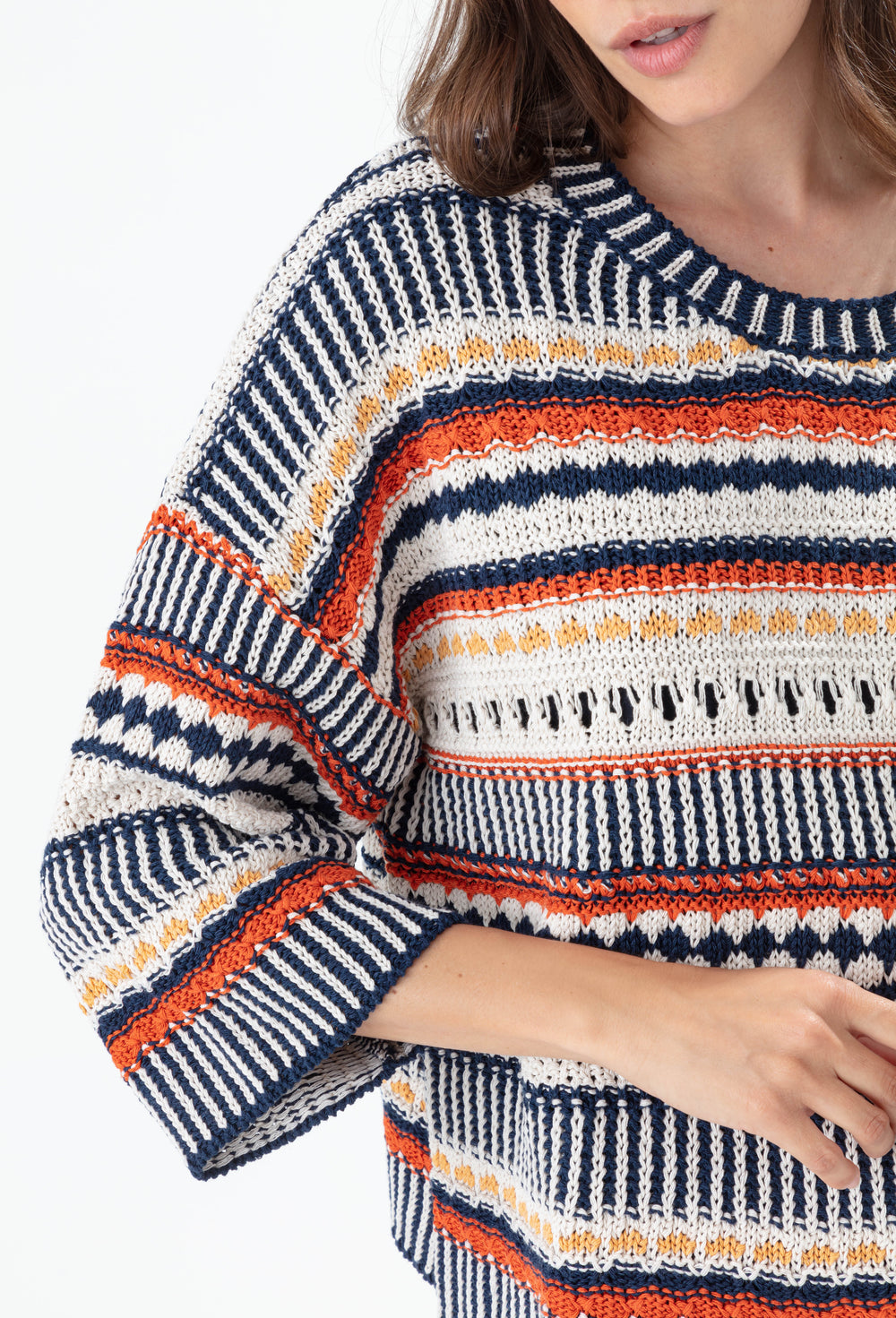 Pull col rond Gigi rayé jacquard 2