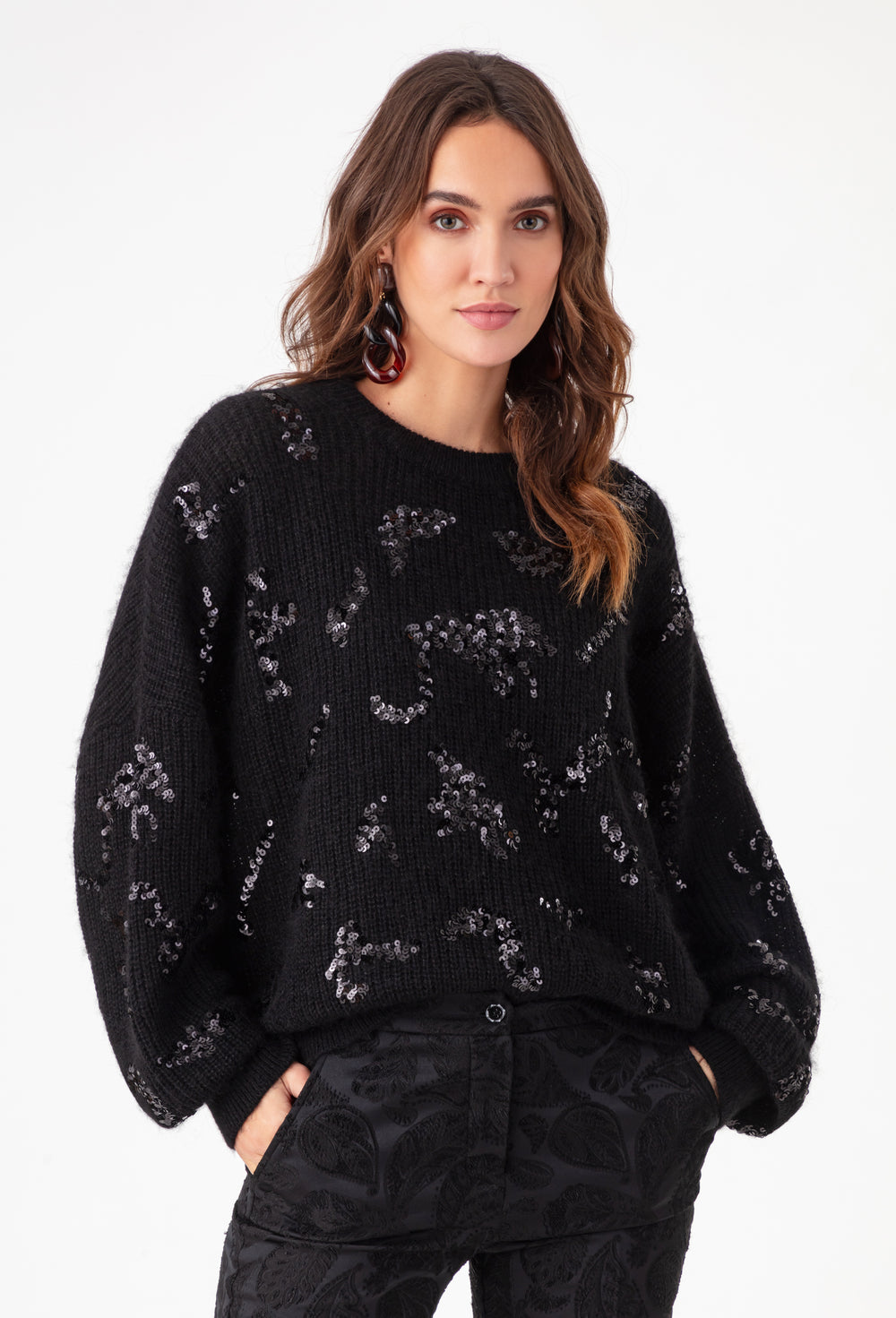 Pull Kay noir à sequins en alpaga 1