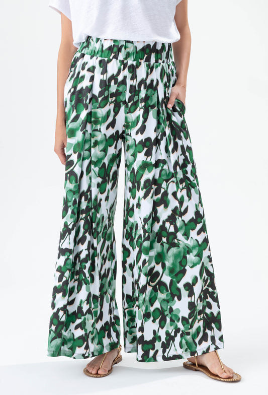 Pantalon large Fougère imprimé herba fresca en jersey technique 2