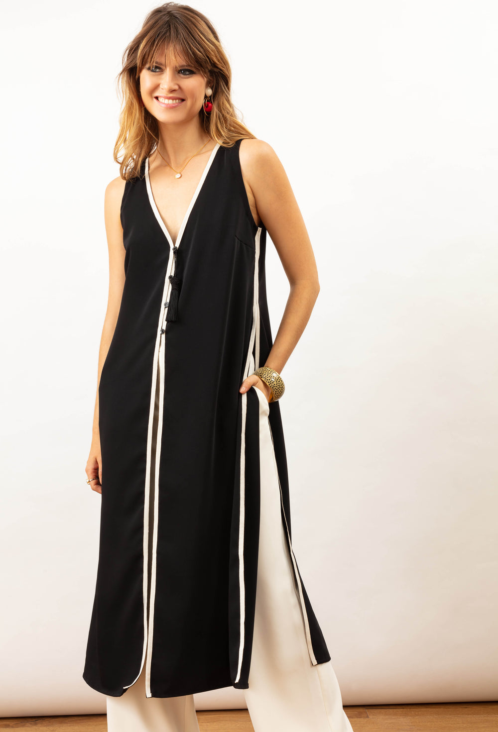 Gilet long Isabella noir 3
