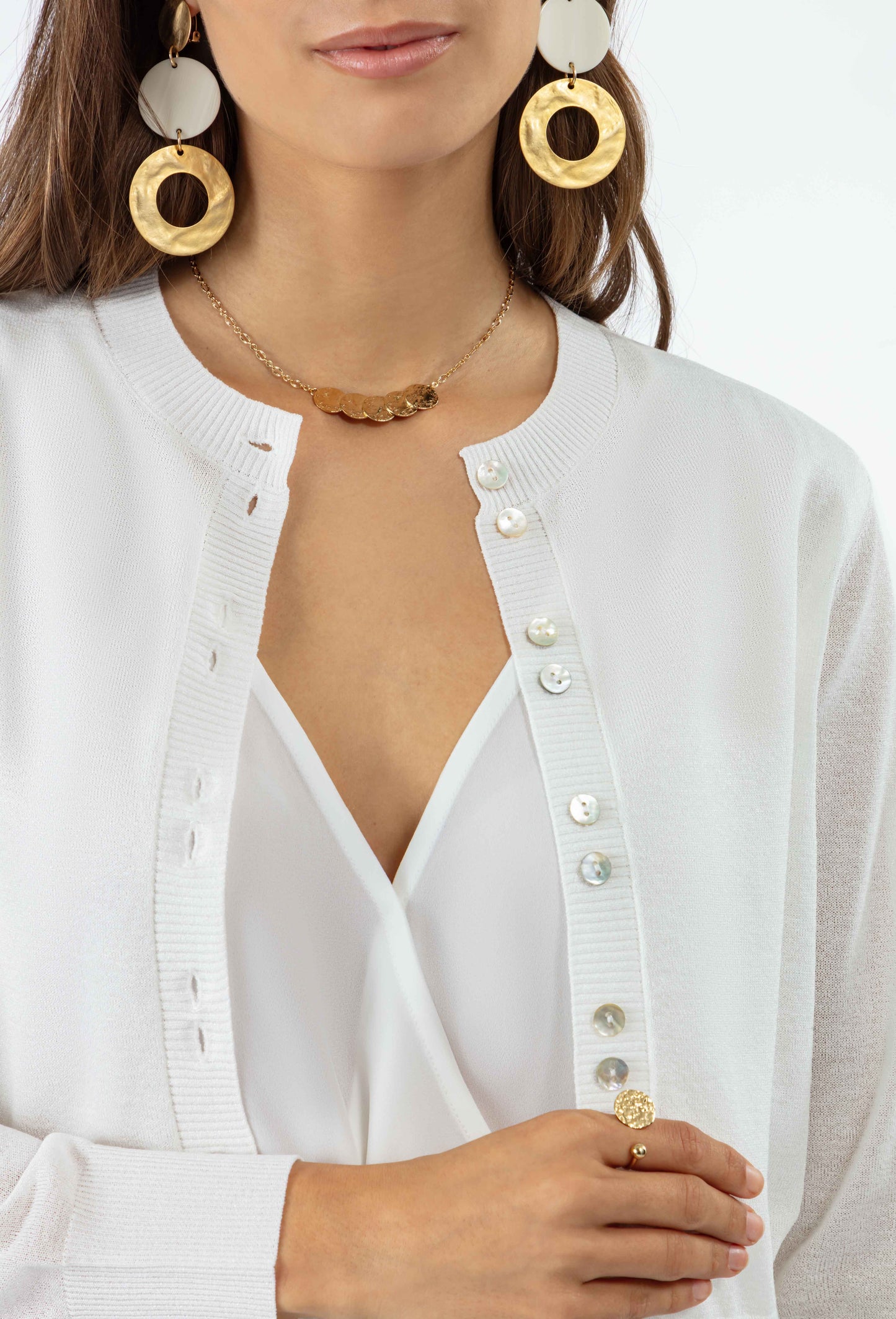 Gilet court Alix en maille blanc 2