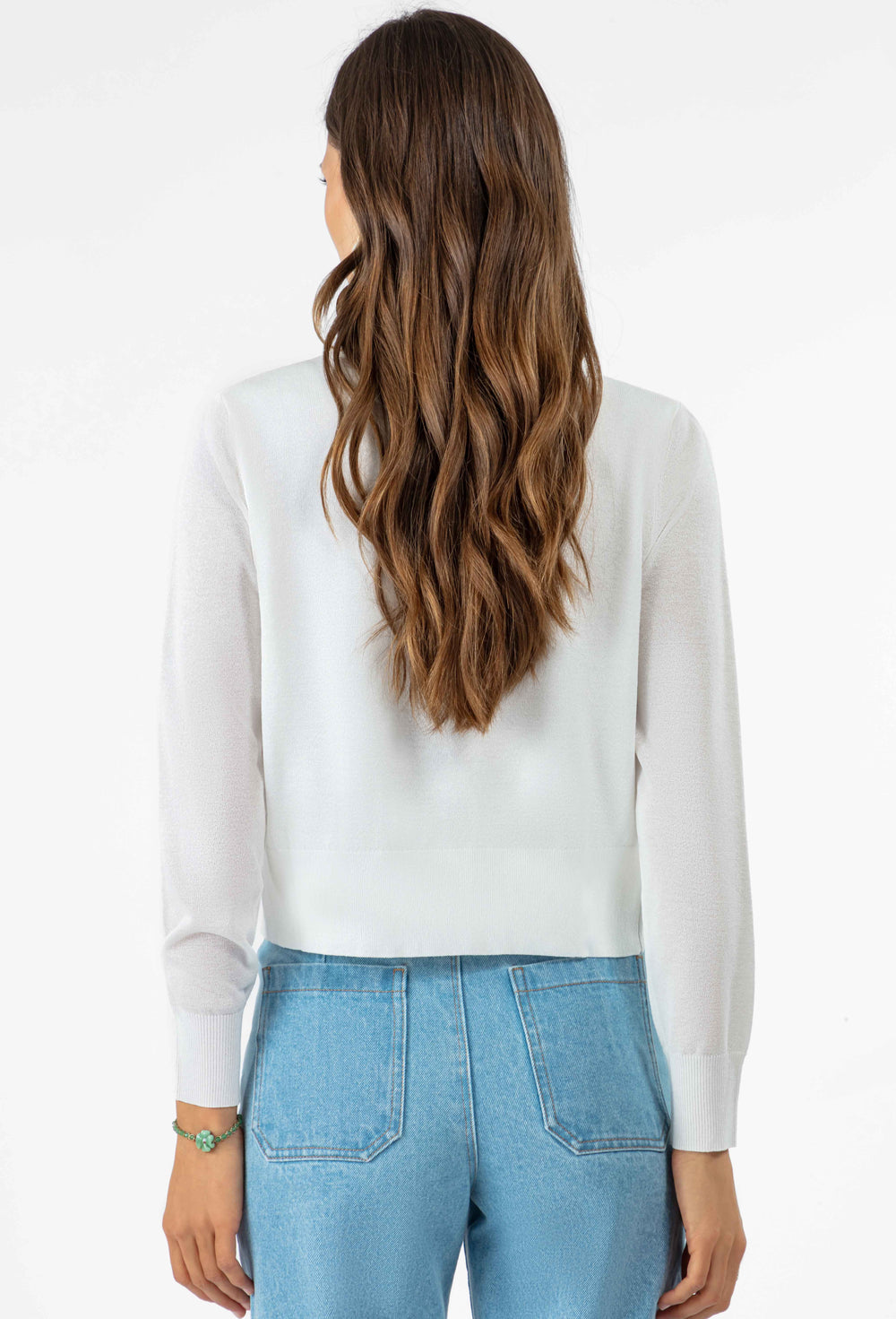 Gilet court Alix en maille blanc 3