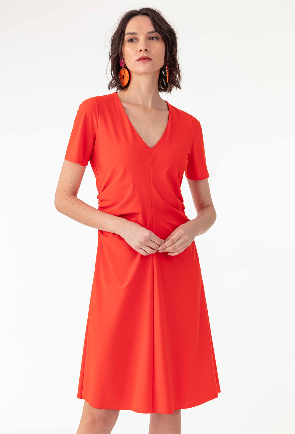 Robe midi Camila en jersey technique orange 1