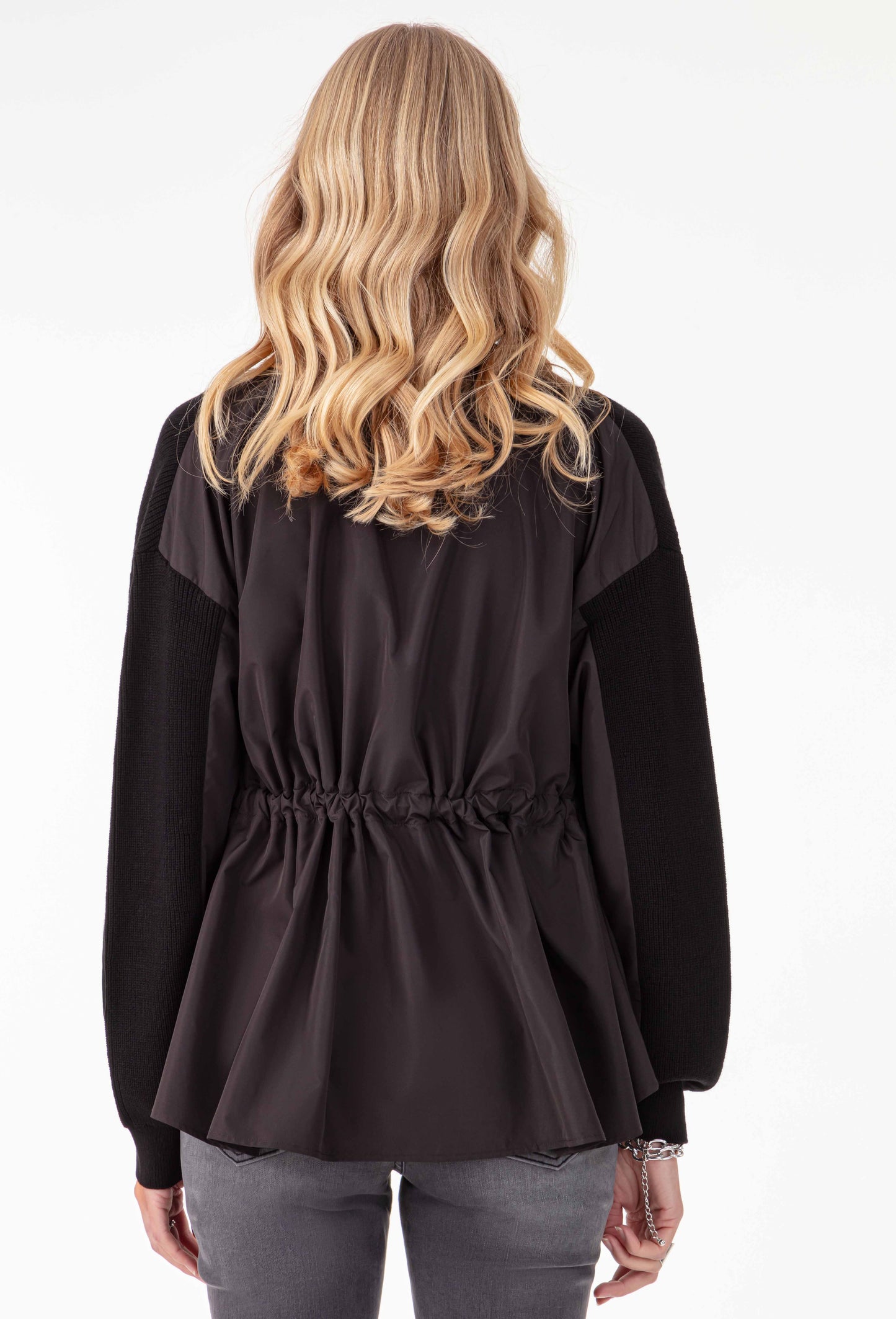 Gilet court Edith noir bi-matière 4