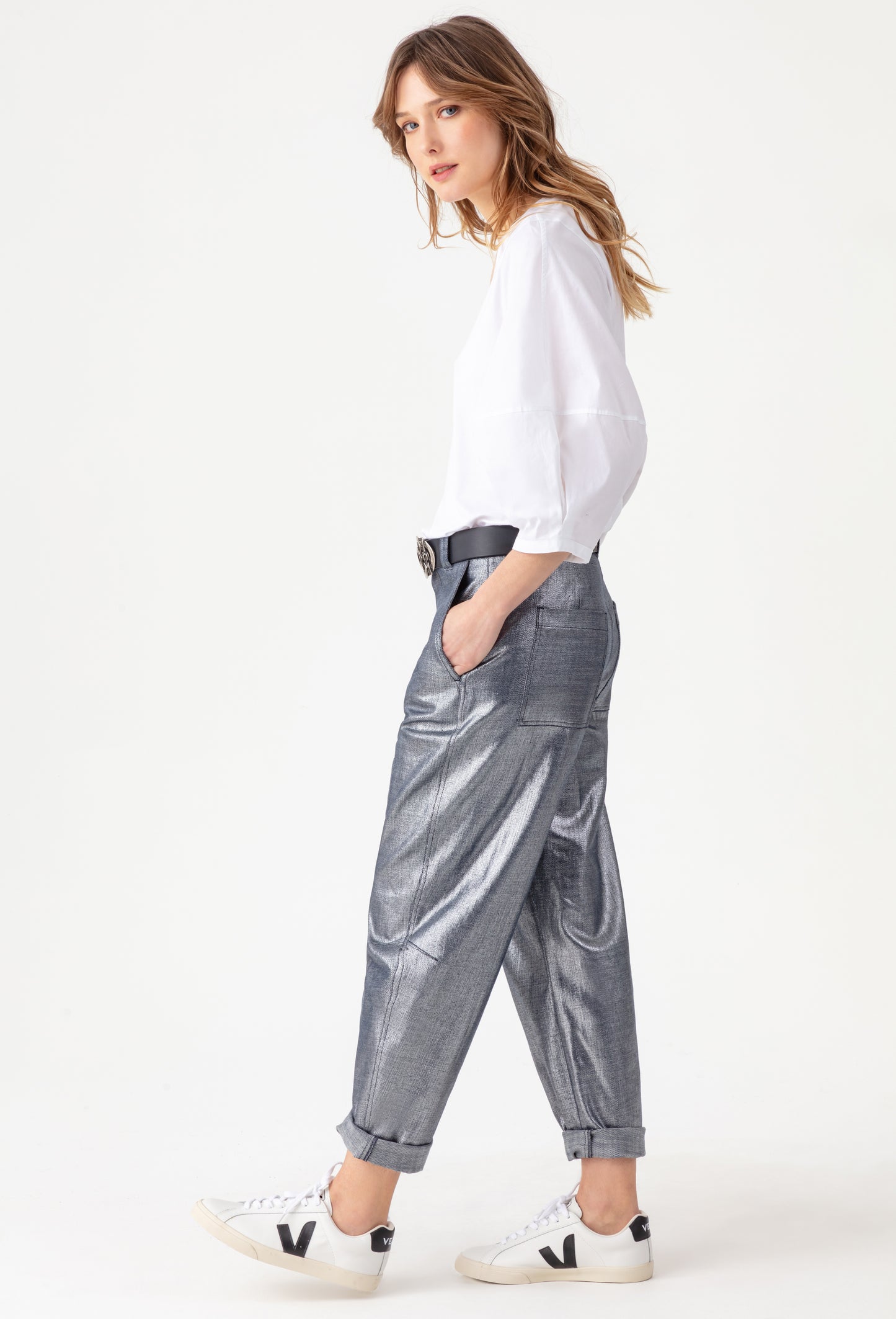 Jean lamé argent Timée 5