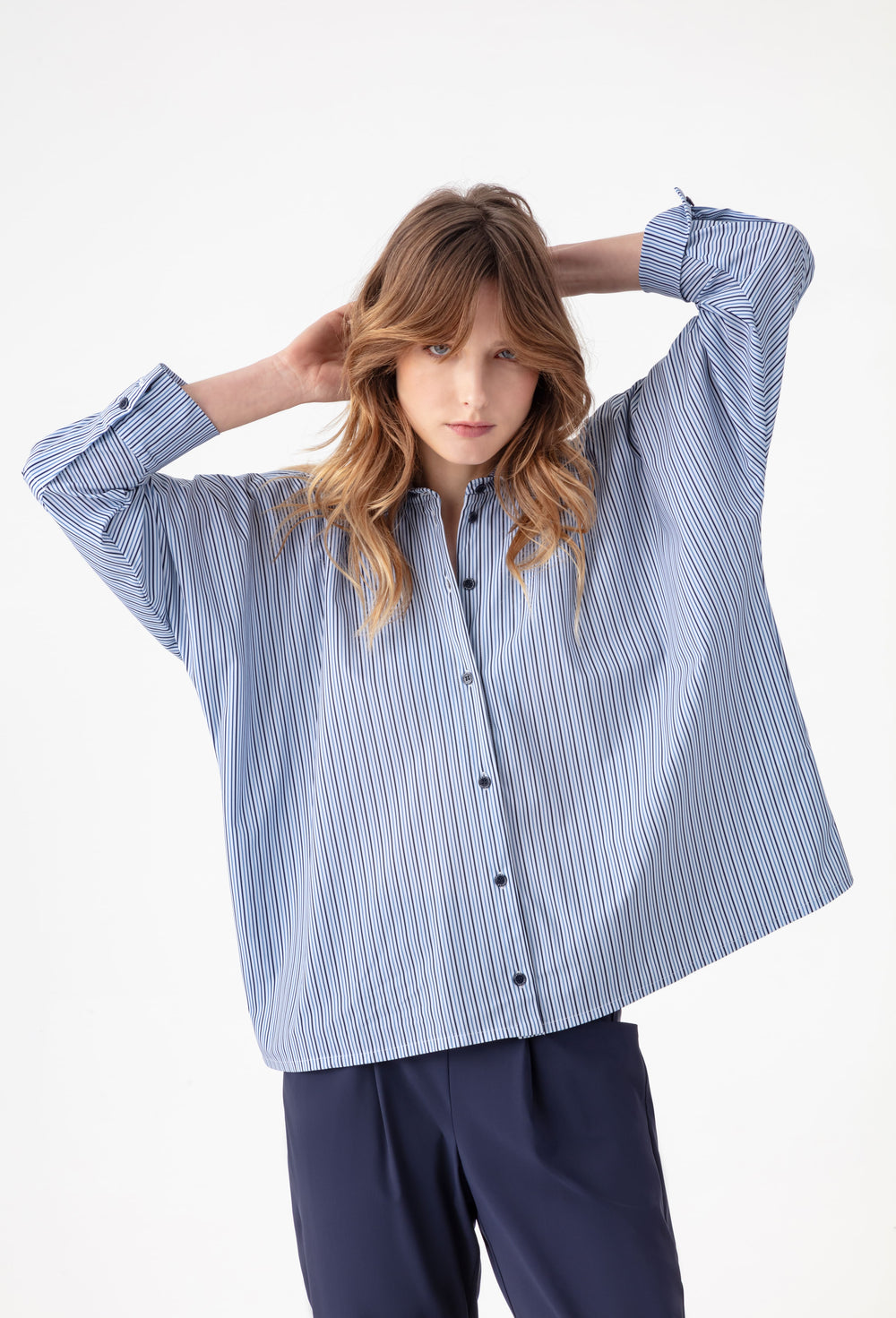 Chemise oversize Nedak en jersey technique à rayures 5