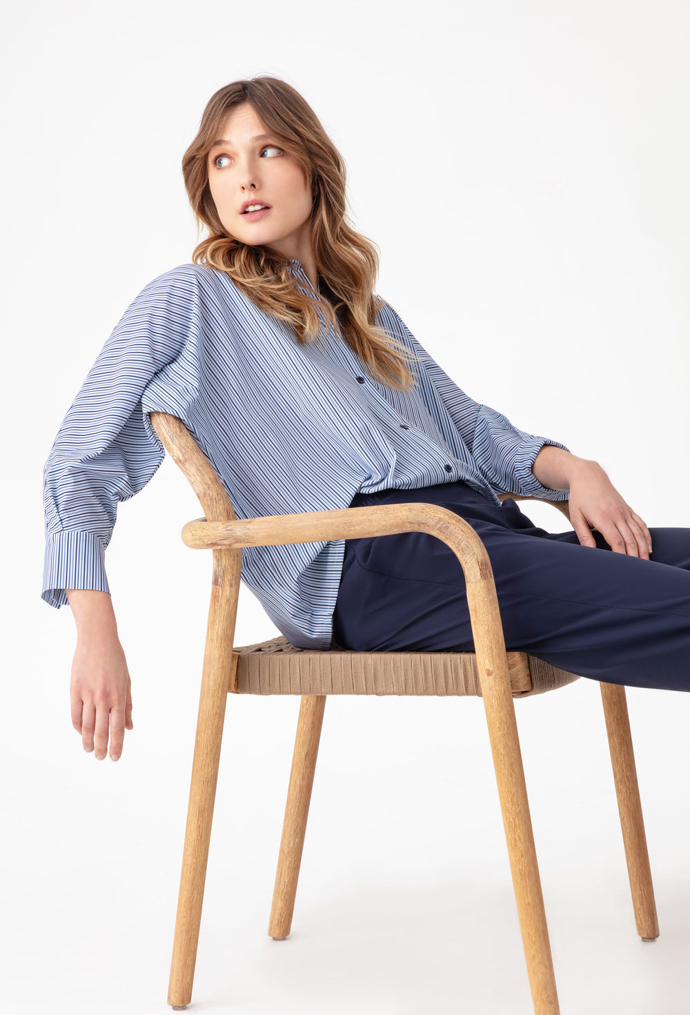 Chemise oversize Nedak en jersey technique à rayures 6