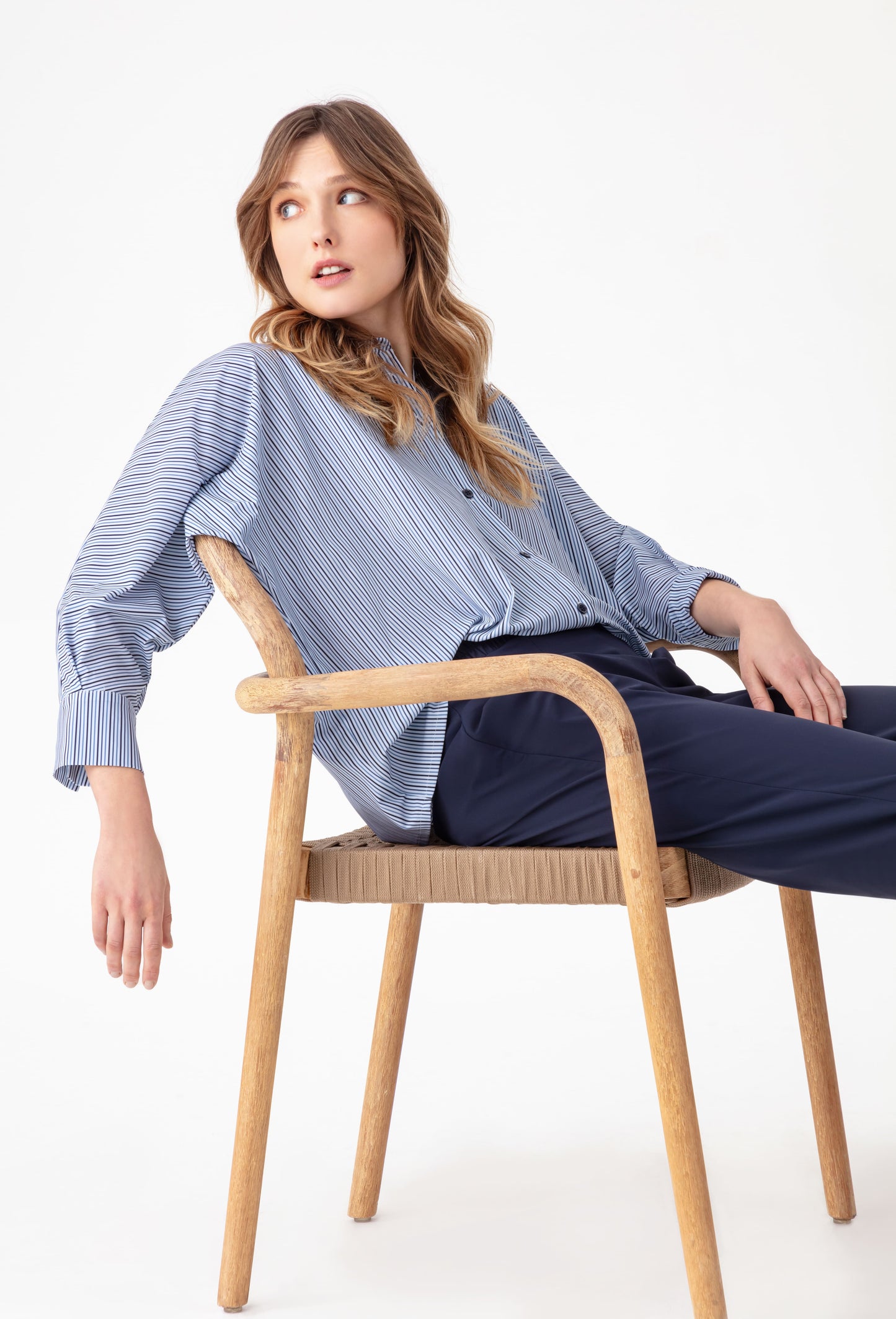 Chemise oversize Nedak en jersey technique à rayures 6