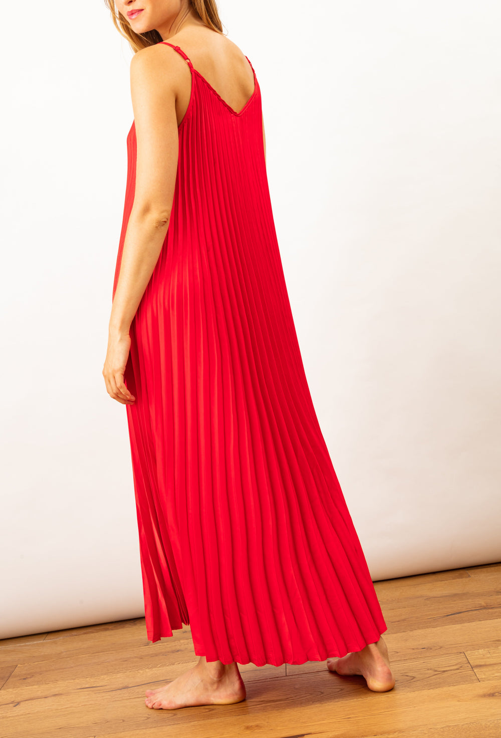 Robe longue plissée Gina rubis 2