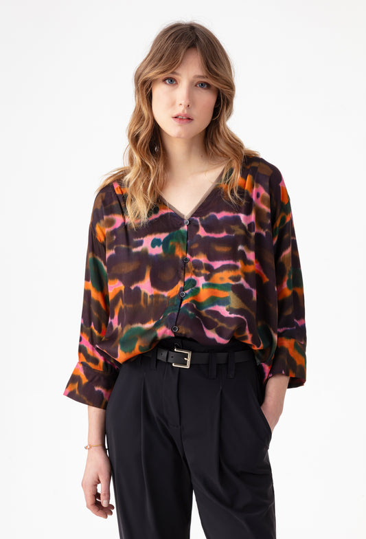Chemise manches 3/4 Suryah imprimé coloré 1