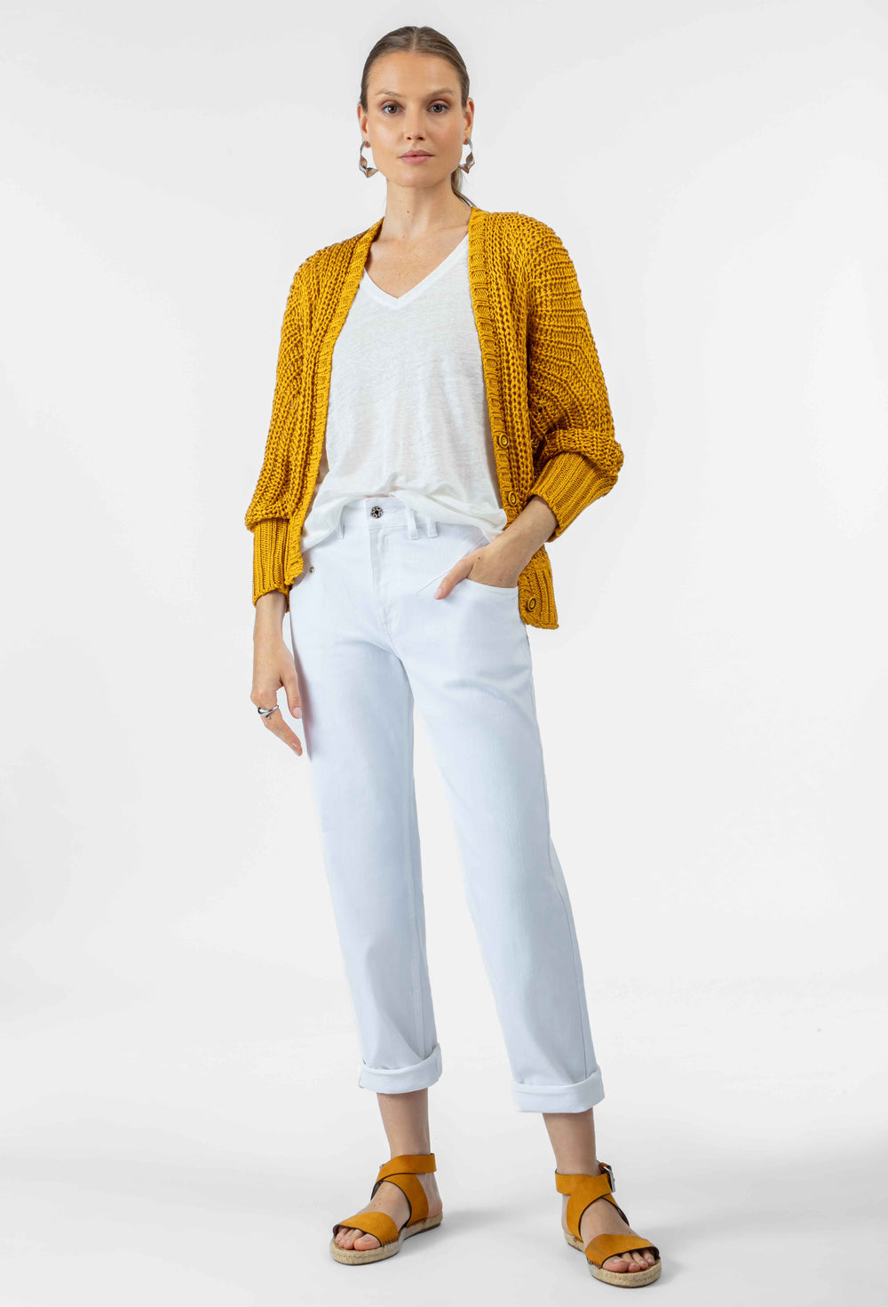 Cardigan Lona ocre 4